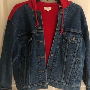 Levi’s half/half denim jacket with sweater back